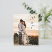 Papier script chic moderne mariage photo invitation (Debout devant)