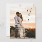 Papier script chic moderne mariage photo invitation (Devant)