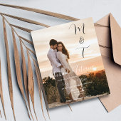 Papier script chic moderne mariage photo invitation