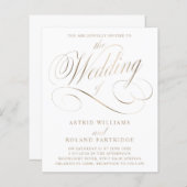 Papier Script classique budget Mariage blanc et or (Devant / Derrière)