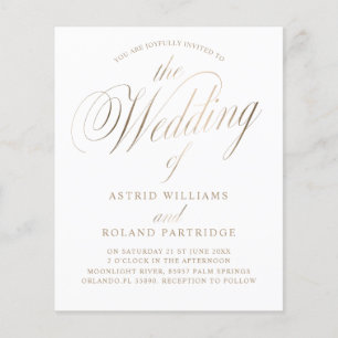 Papier Script classique Mariage de budget blanc et or