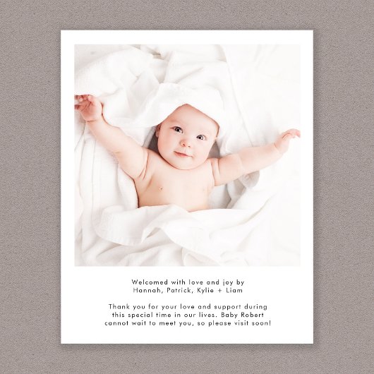 Papier Script de bienvenue moderne 4 Faire-part de naissa