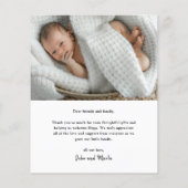 Papier Script de budget Bienvenue Bébé Photo Merci (Dos)