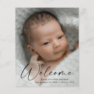 Papier Script de budget Bienvenue Bébé Photo Merci