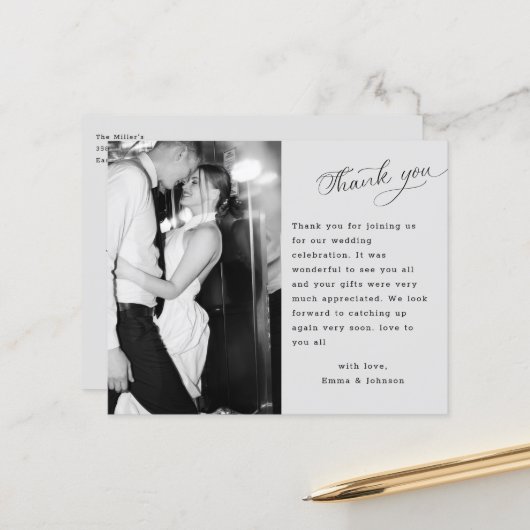 Papier Script de budget Mariage Photo personnalisée Merci (Devant/Arrière en situation)