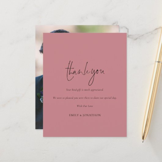 Papier Script de budget Photo Rose poussiéreuse Mariage M (Devant/Arrière en situation)