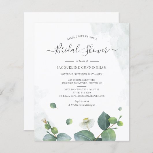 Papier Script de Fête des mariées Eucalyptus Budget Succu (Devant / Derrière)