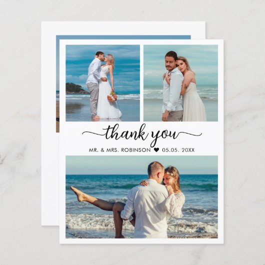 Papier Script de Merci Mariage de Collage de photos Budge (Devant / Derrière)