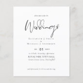 Papier Script d'élégance simple Mariage de budget moderne (Devant)
