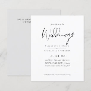 Papier Script d'élégance simple Mariage de budget moderne