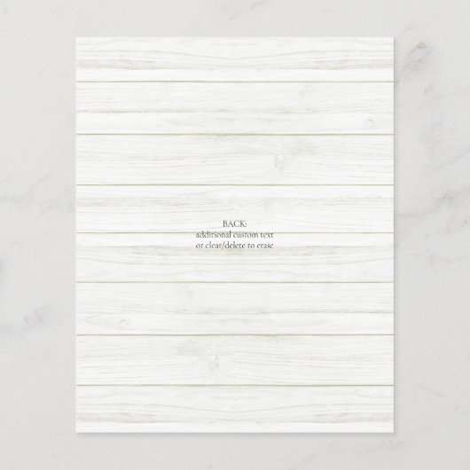 Papier Script élégant Bois rustique Informations d'invité (Dos)