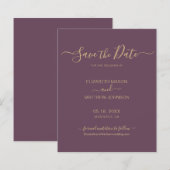 Papier Script Élégant Budget Mauve Enregistrer La Date Fl (Devant / Derrière)