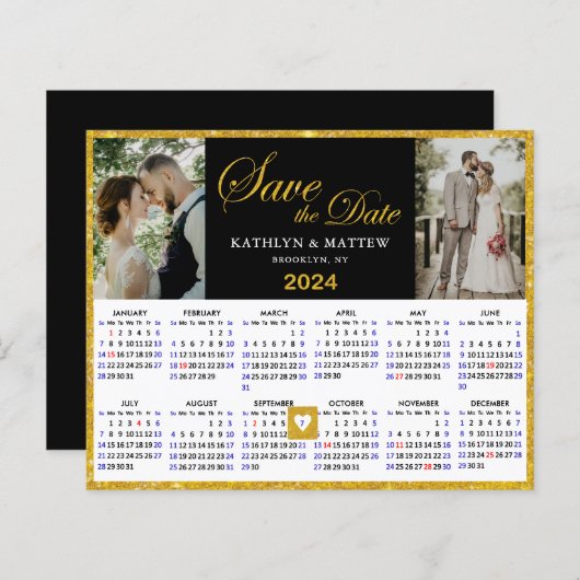 Papier Script élégant du budget 2024 Calendrier Enregistr (Devant / Derrière)