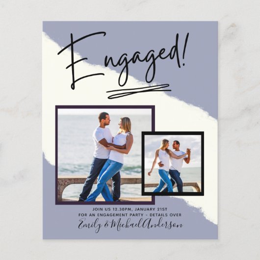 Papier SCRIPT FIANÇAILLES DE PHOTO BUDGET Faire-part Invi (Devant)