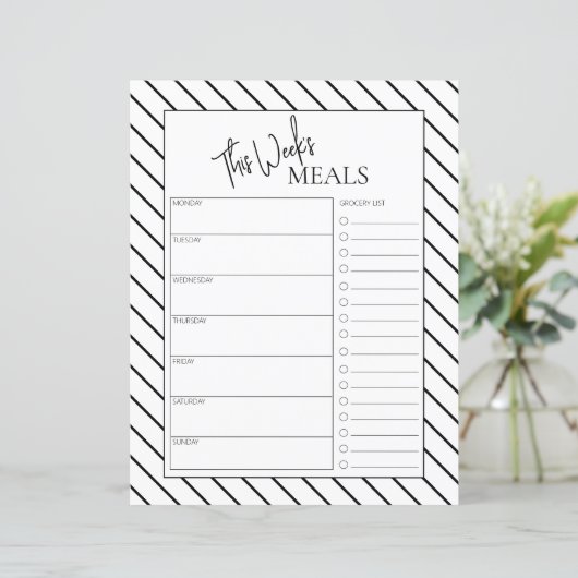 Papier Script Linn minimal Texte Planificateur de repas h (Debout devant)