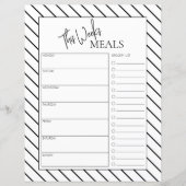 Papier Script Linn minimal Texte Planificateur de repas h (Devant)