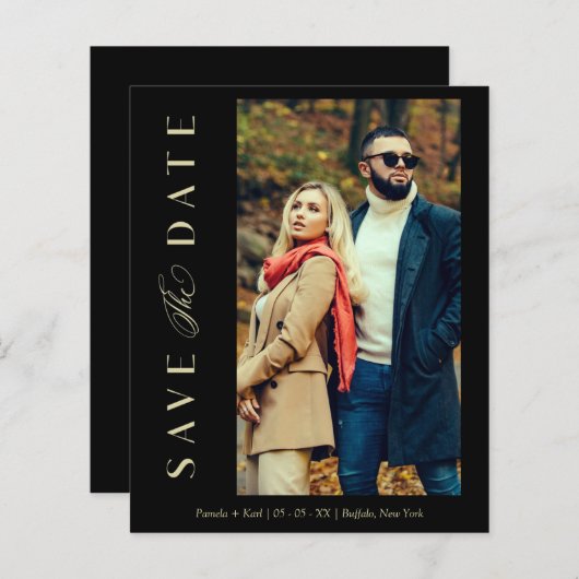 Papier Script lunaire photo Mariage noir budget (Devant / Derrière)