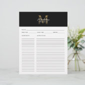 Papier Script minimal Noir Metallic Gold Monogramme Recet (Debout devant)