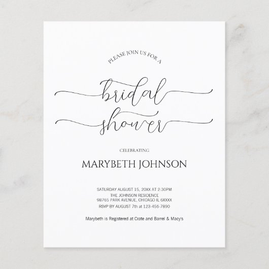 Papier Script minimal simple Fête des mariées noir et bla (Devant)