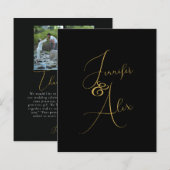 Papier Script Minimalist Photo Collage Thank You Cards (Devant / Derrière)