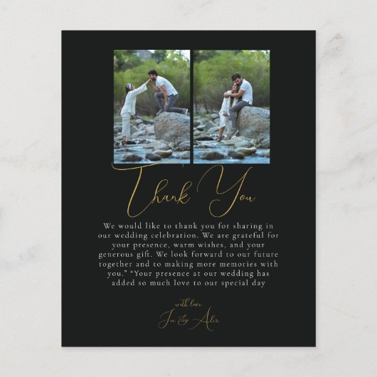 Papier Script Minimalist Photo Collage Thank You Cards (Dos)