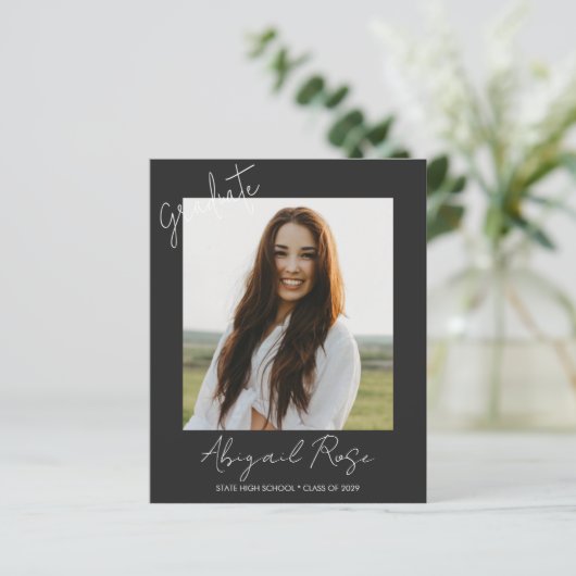 Papier Script moderne 2023 Photo Grad Party Faire-part (Debout devant)