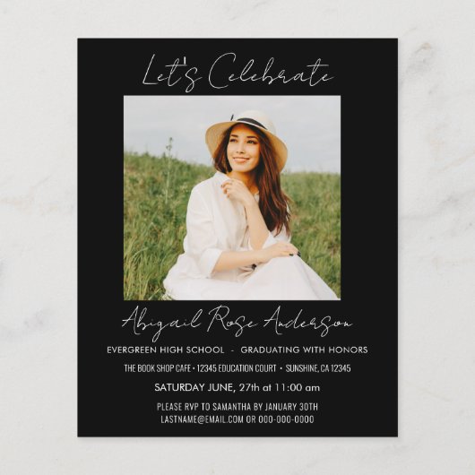 Papier Script moderne 2023 Photo Grad Party Faire-part (Dos)