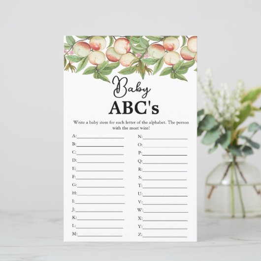 Papier Script moderne Baby Abc jeu de baby shower (Debout devant)
