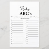 Papier Script moderne Baby Abc jeu de baby shower (Devant)