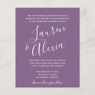 Papier Script moderne Budget Dusty Mariage violet