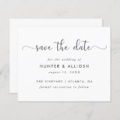 Papier Script Moderne Enregistrer La Date | Budget (Devant / Derrière)