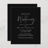 Papier Script noir blanc typographie Mariage budget simpl (Devant / Derrière)