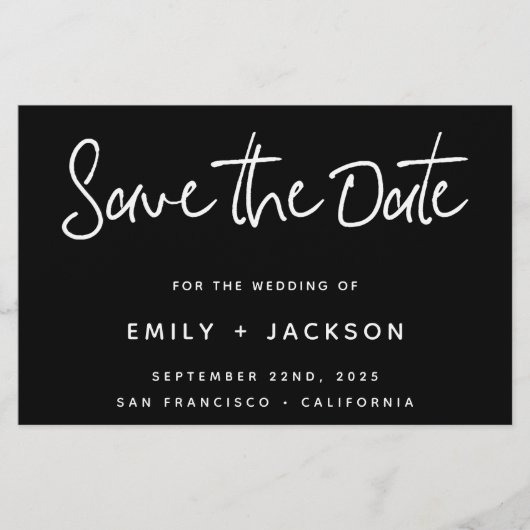 Papier Script noir budget simple élégant Enregistrer la d (Devant)