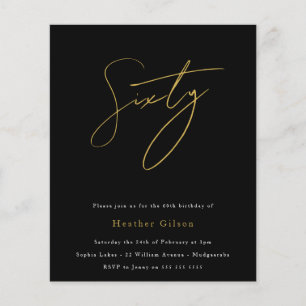 Papier Script noir et or Budget 60e anniversaire Invitati