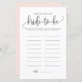 Papier Script noir Quelle était l'âge de la mariée douche (Devant / Derrière)