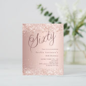 Papier Script or rose 60e anniversaire invitation budgéta (Debout devant)