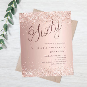 Papier Script or rose 60e anniversaire invitation budgéta