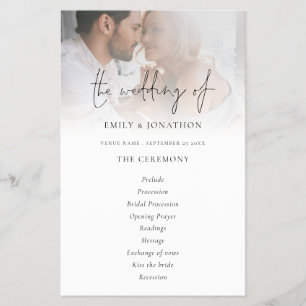 PAPIER   Script Photo Black White Wedding Program Flyer