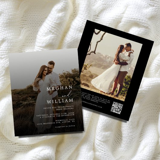 Papier Script photo bon marché QR Code Mariage noir