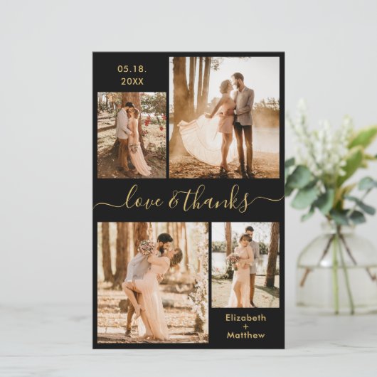 Papier Script photo budget noir Mariage or Merci (Debout devant)