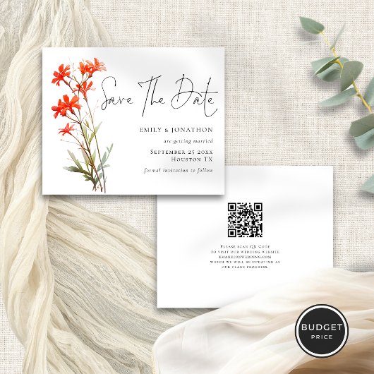Papier Script QR Fleur sauvage Rouge Budget Enregistrer l