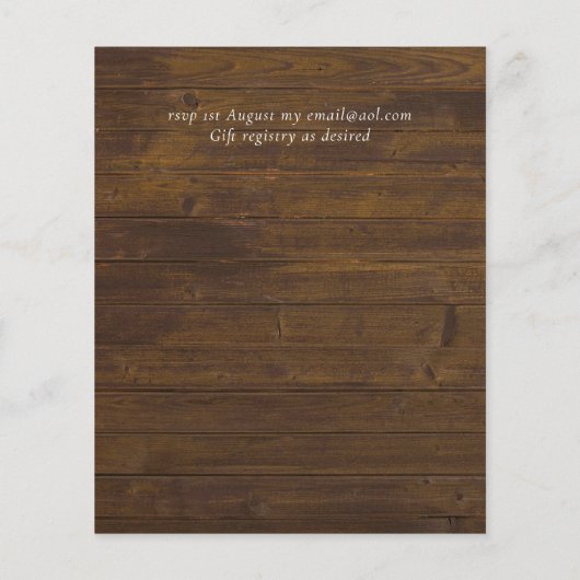 Papier Script rustique Country Grange Woodland Mariage Bu (Dos)