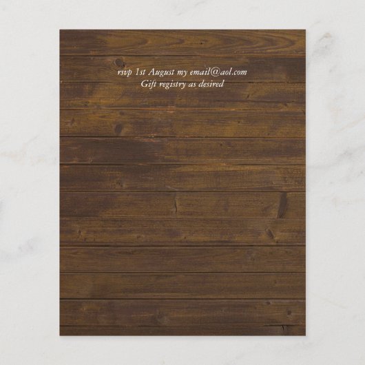 Papier Script rustique Country Grange Woodland Mariage Bu (Dos)