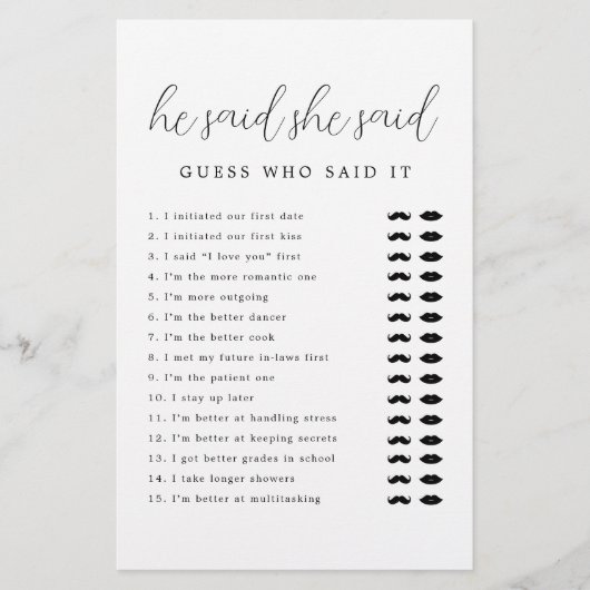 Papier Script Rustique Il A Dit Qu'Elle A Dit Fête des ma (Devant)