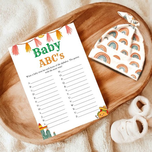 Papier Script Taco mexicain Baby Abc jeu de baby shower