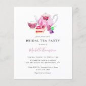 Papier Script Tea Party Fête des mariées Budget Pink Teap (Devant)