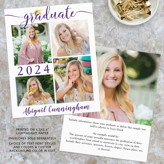 Papier Script violet de Faire-part de fin d'études budgét