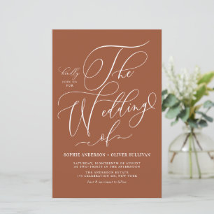 Papier Script Whimsical Terracotta Faire-part de mariage