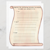 Papier Scroll, je suis, je sens, je sais, bordé de feuill (Devant / Derrière)