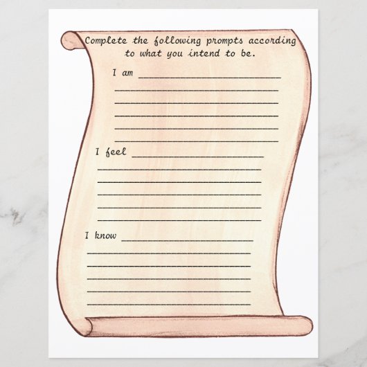 Papier Scroll, je suis, je sens, je sais, bordé de feuill (Devant)